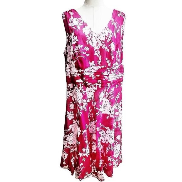 Fashion Bug Plus Size Pink Floral Summer Dress Size 18 NWT - Picture 1 of 5